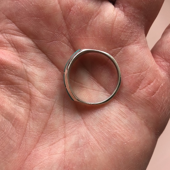 Vintage Southwestern Turquoise Ring Sz 7 - Picture 5 of 6